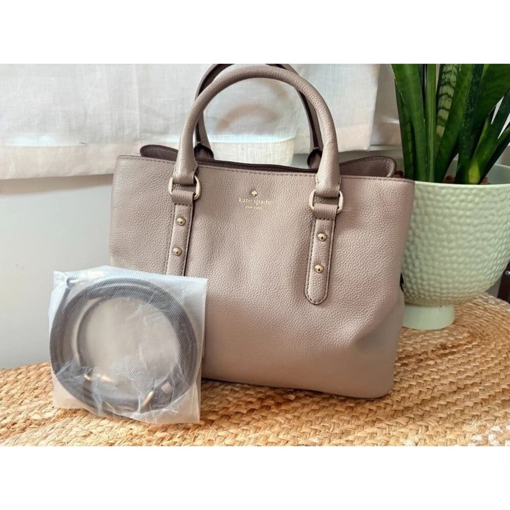 Kate Spade Larchmont Avenue Evangelie Satchel Gray Pebbled Leather Handbag